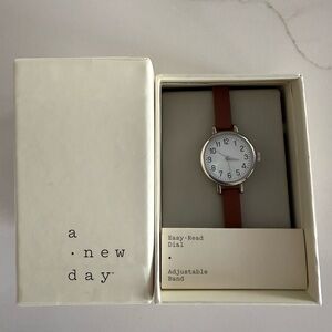 A New Day Watch with Tan Leather Strap